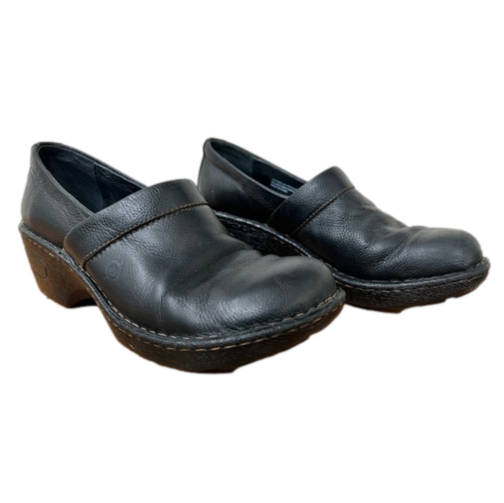 Born Black Leather Women’s Clogs Size 8
